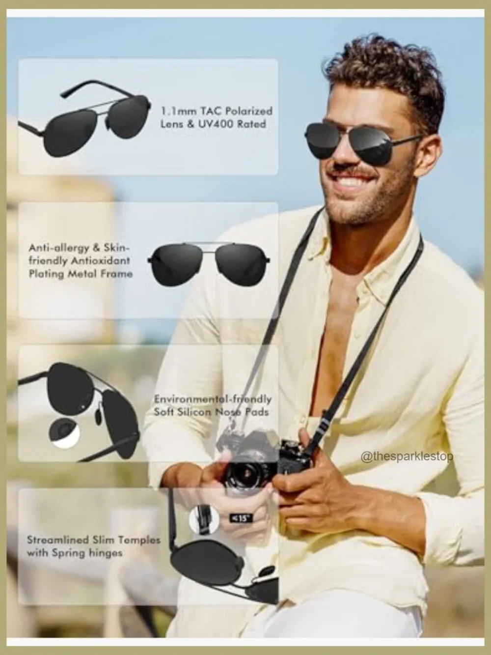 Metal Aviator Sunglasses Polarized UV400 Protection Driving Outdoor